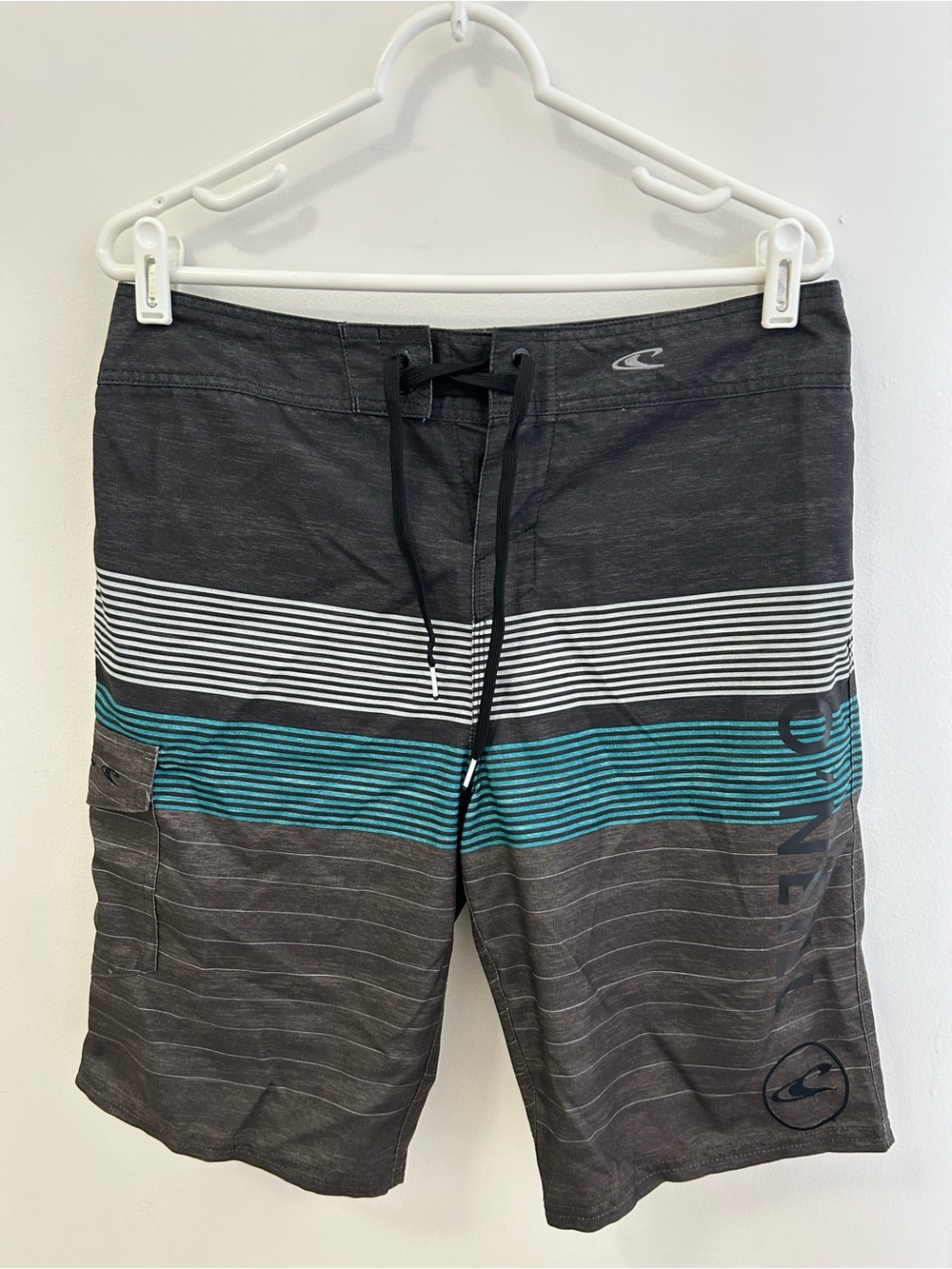 O'Neill Men's Charcoal Teal Striped Boardshorts